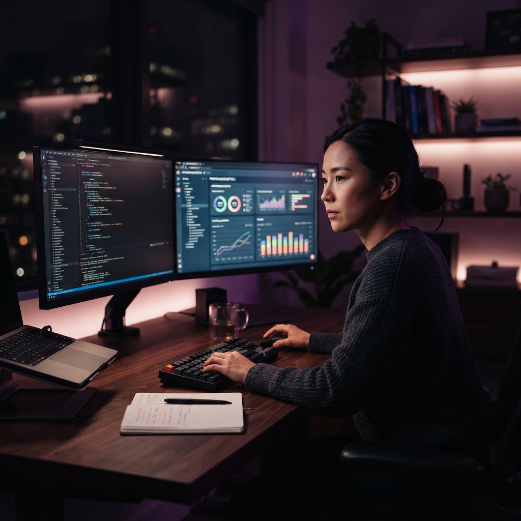 Founder at work with AI development tools